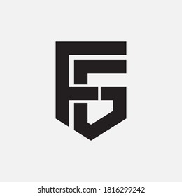 Initial letter F, G, FG or GF overlapping, interlock, monogram logo, black color on white background