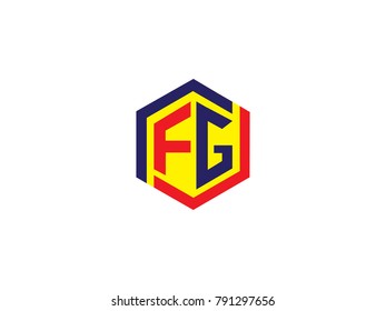 Initial letter F and G Hexagonal design Logo Vector Graphic Branding Letter Element.