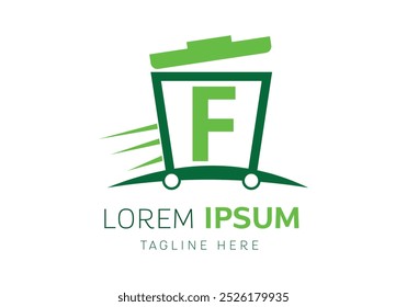 initial letter F with Garbage removal logo vector Template