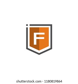 initial letter f geometric shield logo vector element
