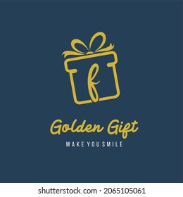 Initial Letter f with Gift Box and Ribbon for Gift Present Toys Store Retail Business Logo Design Template