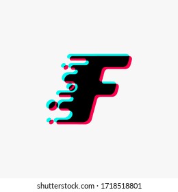 initial letter F with glitch liquid effect