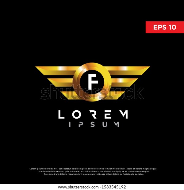initial letter f golden wing logo. modern icon,\
template design