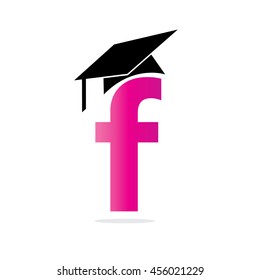 Initial Letter F With Graduation Cap Logo Vector