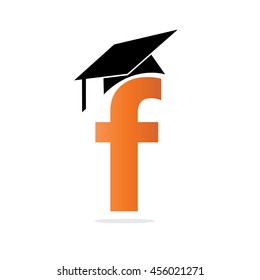 Initial Letter F With Graduation Cap Logo Vector