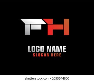 Initial letter F H logo template vector