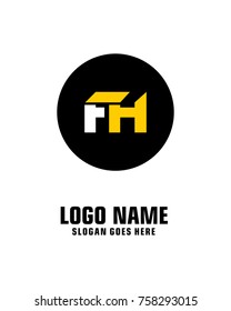 Initial letter F & H logo template vector