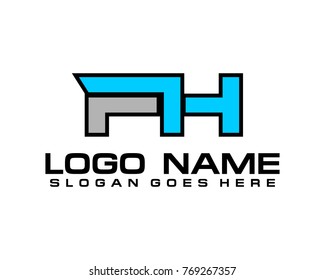 Initial letter F & H logo template vector