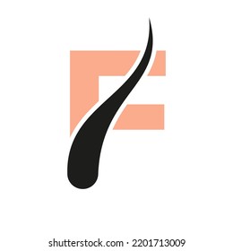 Initial Letter F Hair Treatment Logo, Hair Transplantation Logo Design Vector Template
