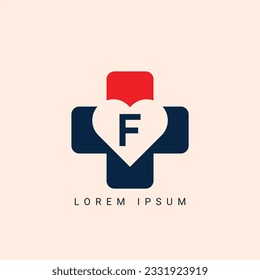 initial Letter F Heart Logo Concept symbol sign icon Design Element. Love, Medical, Health Care, Valentine's Day Logotype. Vector illustration template