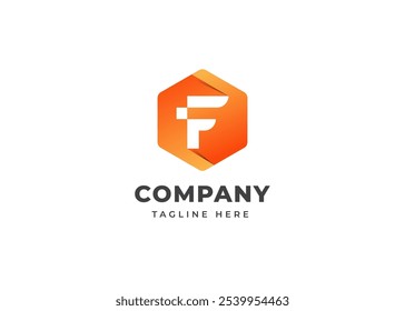 Letra inicial F con diseño de logotipo de forma hexagonal. Forma hexagonal moderna en el concepto de diseño de logotipo letra F. Símbolo geométrico hexagonal para la identidad empresarial Corporativa. Ilustración del logotipo del Vector del alfabeto