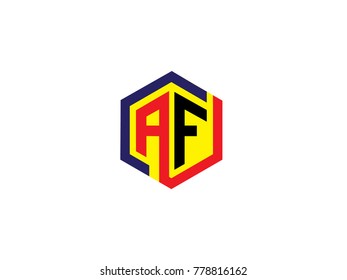 initial letter A and F Hexagonal design Logo Vector Graphic Branding Letter Element.