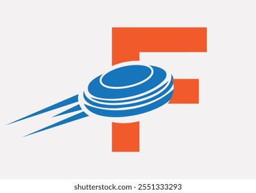 Initial Letter F Hockey Puck Logo Vector Template