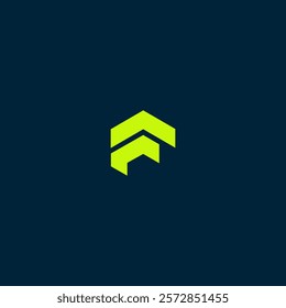 Initial letter F, house, building, arrow, growup, real estate,, F Logo, FF Monogram, modern, Icon, Vector, green blue color, blok, building, minimalist