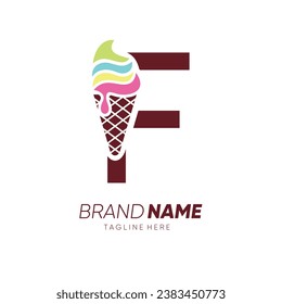 Initial Letter F Ice Cream Logo Design Vecktor Icon Graphic Emblem Illustration