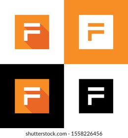 Initial letter F icon design, orange flat design style illustration