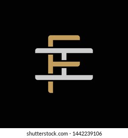 Initial letter I and F, IF, FI, overlapping interlock logo, monogram line art style, silver gold on black background