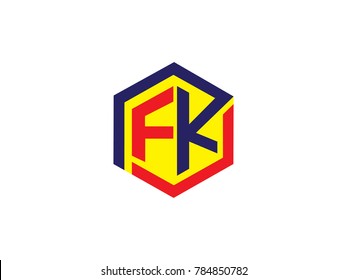 Initial letter F and K Hexagonal design Logo Vector Graphic Branding Letter Element.