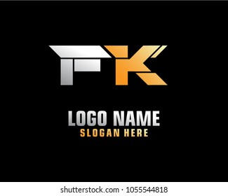 Initial letter F K logo template vector