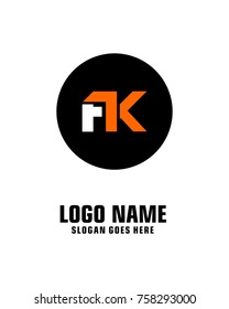 Initial letter F & K logo template vector