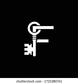 Letra inicial F Concepto de logotipo de clave, clave con letra F, plantilla de diseño de logotipo de vector
