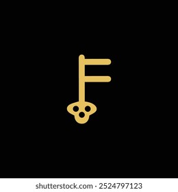 Initial letter F Key logo Concept, Key with Letter F, Vector Logo Design Template