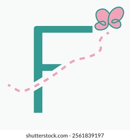 Initial letter F kids logo concept with butterfly symbol vector template. Kid logotype