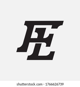 Initial letter F, L, FL or LF overlapping, interlock, monogram logo, black color on white background
