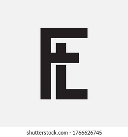Initial letter F, L, FL or LF overlapping, interlock, monogram logo, black color on white background