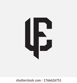 Initial letter F, L, FL or LF overlapping, interlock, monogram logo, black color on white background