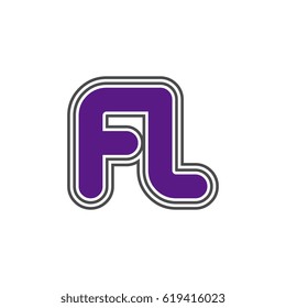initial letter f and l. fl monogram outline logo