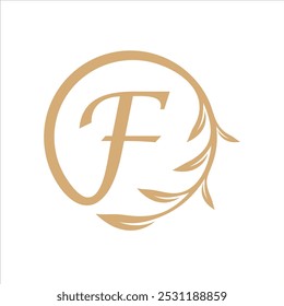 Initial Letter F with Leaf Flower for Salon and Beauty inspiration logo design