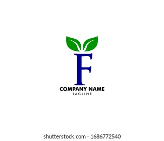 Letra inicial F con logotipo de hoja