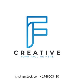 Initial Letter F Line Logo Design. Geometrischer Zeilenstil. Bildalphabetensymbol. Für Unternehmens- und Branding-Logos geeignet. Flaches Vectorlogo-Designideen-Element für Vorlagen. EPS10-Vektorgrafik
