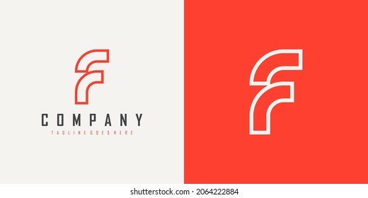 Anfangsbuchstabe F-Line-Logo einzeln auf Doppelhintergrund. Für Unternehmens- und Branding-Logos geeignet. Flaches Vectorlogo-Design-Vorlagenelement.