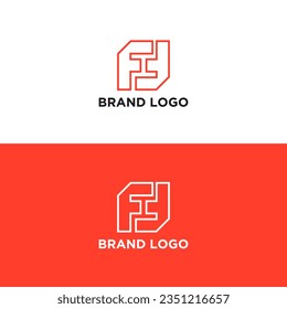 Initial Letter F Line Logo isolated on Double Background. Usable for Business and Branding Logos. Flat Vector Logo Design Template Element.