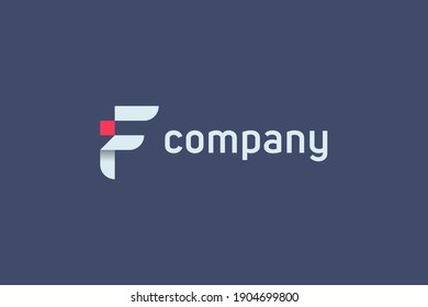 Initial Letter I and F Linked Logo. Red and White Geometric Shape Origami Style isolated on Blue Background. Usable for Business and Branding Logos. Flat Vector Logo Design Template Element.