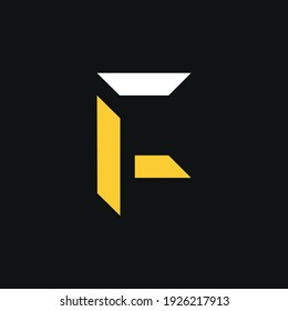 Initial Letter F Linked Logo. White and Gold Geometric Shape isolated on Black Background. Usable for Business and Branding Logos. Flat Vector Logo Design Template Element.