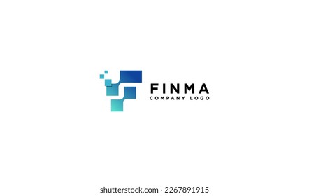 Initial Letter I and F Linked Logo. Red and White Geometric Shape Origami Style isolated on Blue Background. Usable for Business and Branding Logos. Flat Vector Logo Design Template Element.