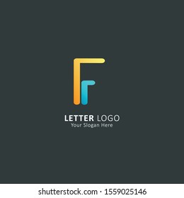 initial letter f logo with blue yellow gradation style