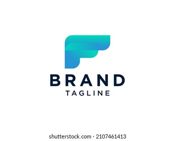Logo De La Letra Inicial F. Forma geométrica azul Estilo Origami aislado en fondo blanco. Usable para logotipos de empresas y marcas. Elemento de plantilla de diseño de logotipo de vectores planos