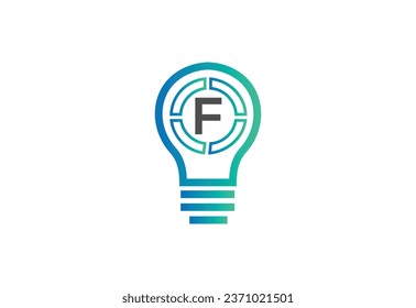 Initial letter F logo with bulb
