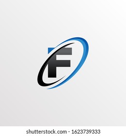 Initial Letter F Logo with Circle Swoosh Element