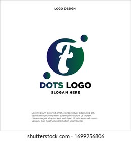 Logotipo de letra inicial F con elemento Círculo y Punto. Concepto de logotipo del vector de diseño