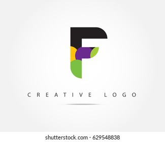 Initial Letter F logo with Circle Colorful