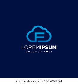 Initial Letter F Logo with Cloud Element