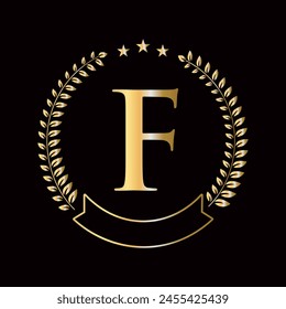 Letra Inicial F Logo Concepto Para Educación, Universidad Y Símbolo De La Academia
