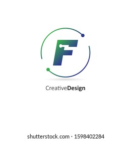 Initial Letter F logo Connected circle symbol. Design Template Element