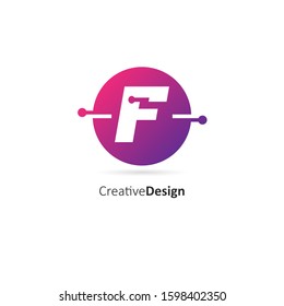 Initial Letter F logo Connected circle symbol. Design Template Element