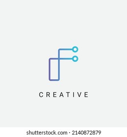 Elemento de plantilla de diseño del logotipo de punto conectado de la letra inicial F.